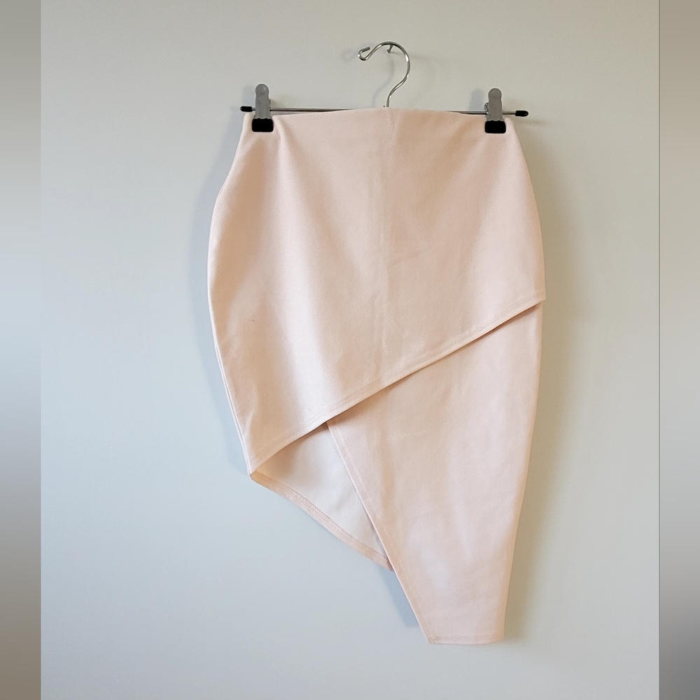 Missguided Pale Nude Assymetrical Skirt - Size US 4